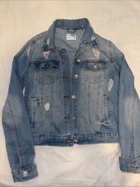 Ci Sono Light Blue Distressed Denim Jacket